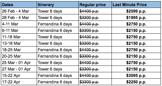 Cachalote Explorer February and March Last Minute Galapagos Deals